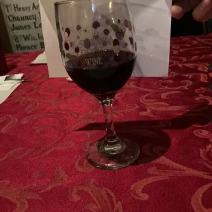Glass of Merlot. Loved the wine glass.