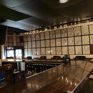 a bar with a long wooden table