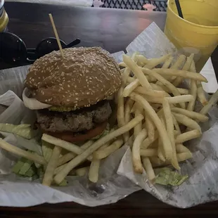 Burger and fries