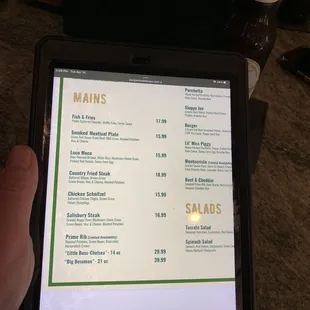 iPad menu