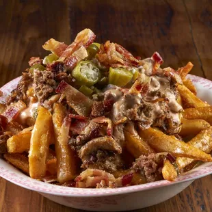 a closeup of a bowl of fries