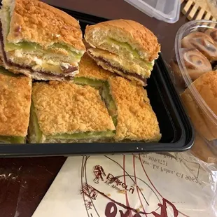 One of the best Breads here. My fav Mammoth Bread, i cut into squares. Has Red &amp; green beans with some sweet cream in center6.04.21