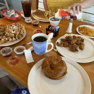 Amazing breakfast - duck tenders on the right , duck and waffles on the left