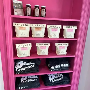 Merch, local honey, and coffee beans