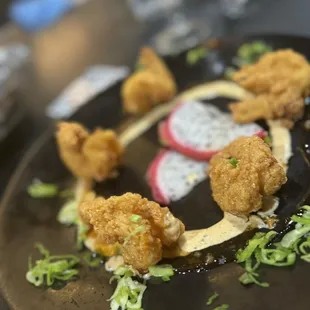 Crispy fried shrimp with dragonfruit appetizer