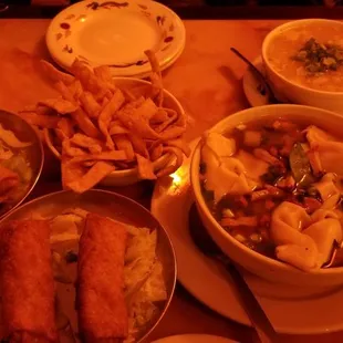 a variety of dishes on a table