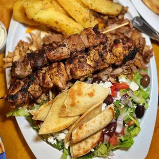 Huge souvlaki platters!