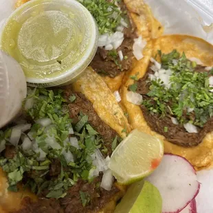 Birria tacos either cheese