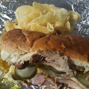 Cuban with extra pickles and salt/vinegar chips