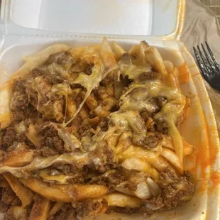 Greasy Cold chili cheese fries