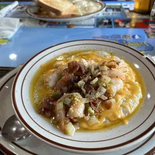 a bowl of soup on a plate