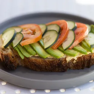 Mediterranean Toast on Barrio Bread
