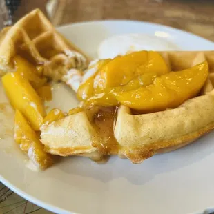 Peach cobbler waffles