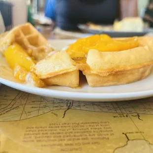 Peach cobbler waffles