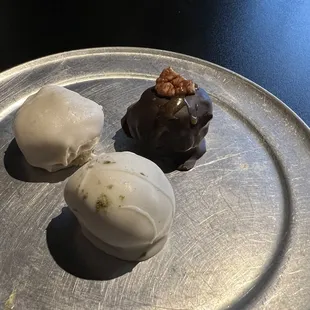 Cake balls - matcha, chocolate truffle, orange