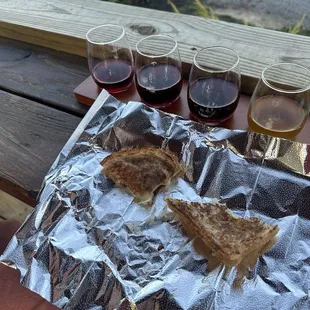 Grilled cheese and a wine flight