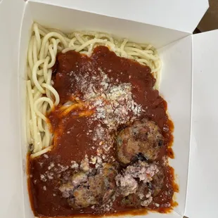 Spaghetti &amp; Meatballs (raw meat balls)