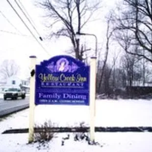 a sign in the snow