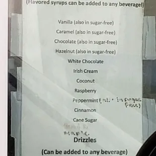 Flavors (because it is nice to have for reference)