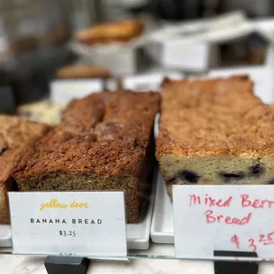 a variety of baked goods on display