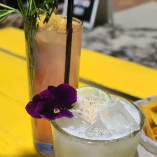 Coconut margarita and Paloma