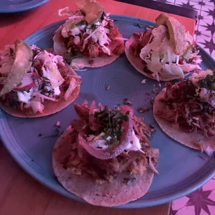 Duck Taco, Carnitas Taco, Chicken Tinga Tacos (x3)