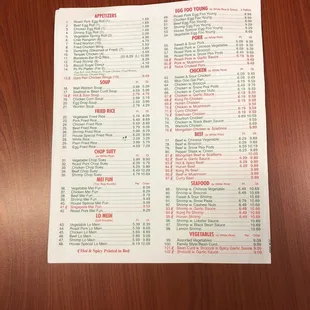the menu