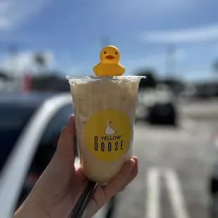 Every drink comes with a duck friend!