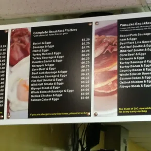 Breakfast menu