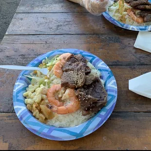 Garlic shrimp and Kal-Bi combo