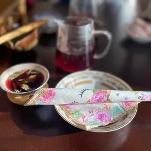 My non caffeinated herbal tea (peachy-keen fruit tea to be exact)
