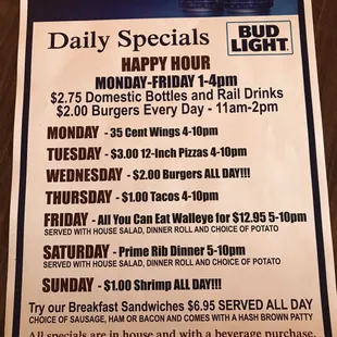 Daily specials...come check them out!!!