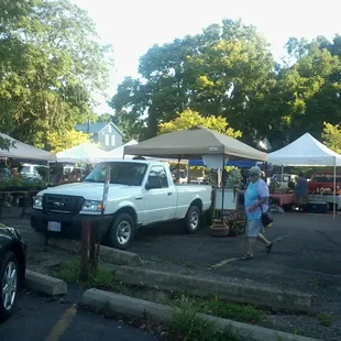 a white truck parked in a parking lot