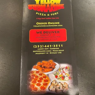 Cover of menu (June 2022) - for dine in, carry out, delivery - same same same