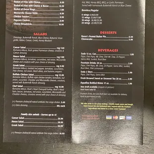 Back of menu (trifold) - June 2022 - zoom in for close up of items and prices