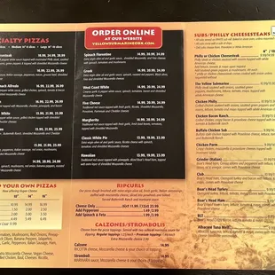 Menu (all of inside of trifold) - June 2022 - zoom in for close up of details, prices. Also see other pics with closer-in shots.