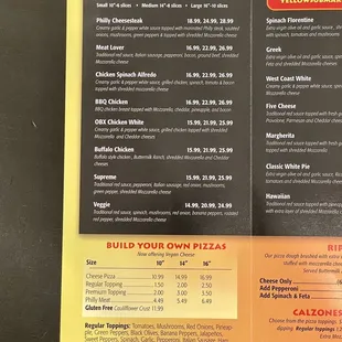 Close up of menu - June 2022
