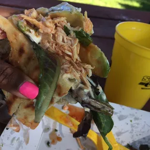 This sandwich was stuffed with pulled Rotisserie Chicken!