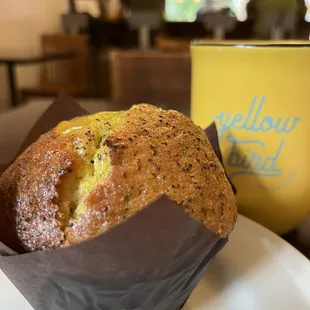 Selby Latte and Lemon Poppyseed muffin