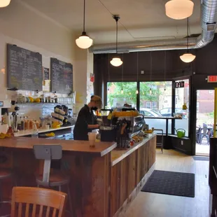 a person standing at the counter