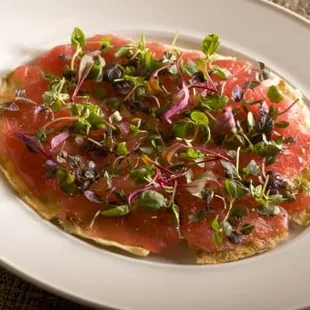 Big Eye Tuna Pizza - Micro Shiso, Truffle Oil