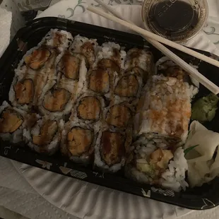 2 Sweet potato rolls &amp; shrimp tempura roll.