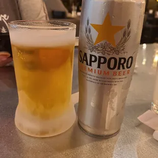 Big cans of Sapporo.