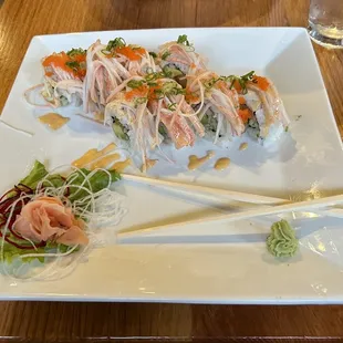 a plate of sushi