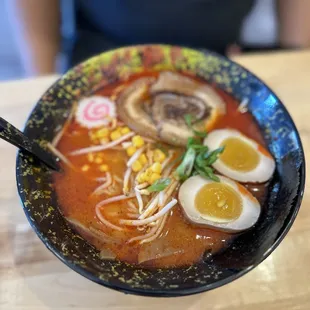 Chili Oil Tonkotsu Ramen level 1 spiciness.