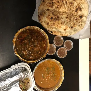 Fava bean dip, lamb fahsah, chicken wrap.