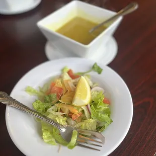 Lentil soup and salad