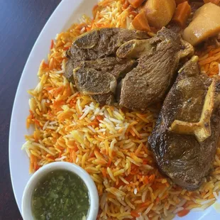 Rice and side of potatoes/carrots