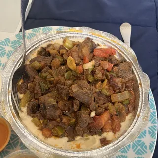 Meat with hummus
