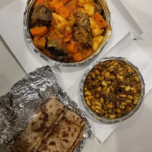 a variety of food items on a table